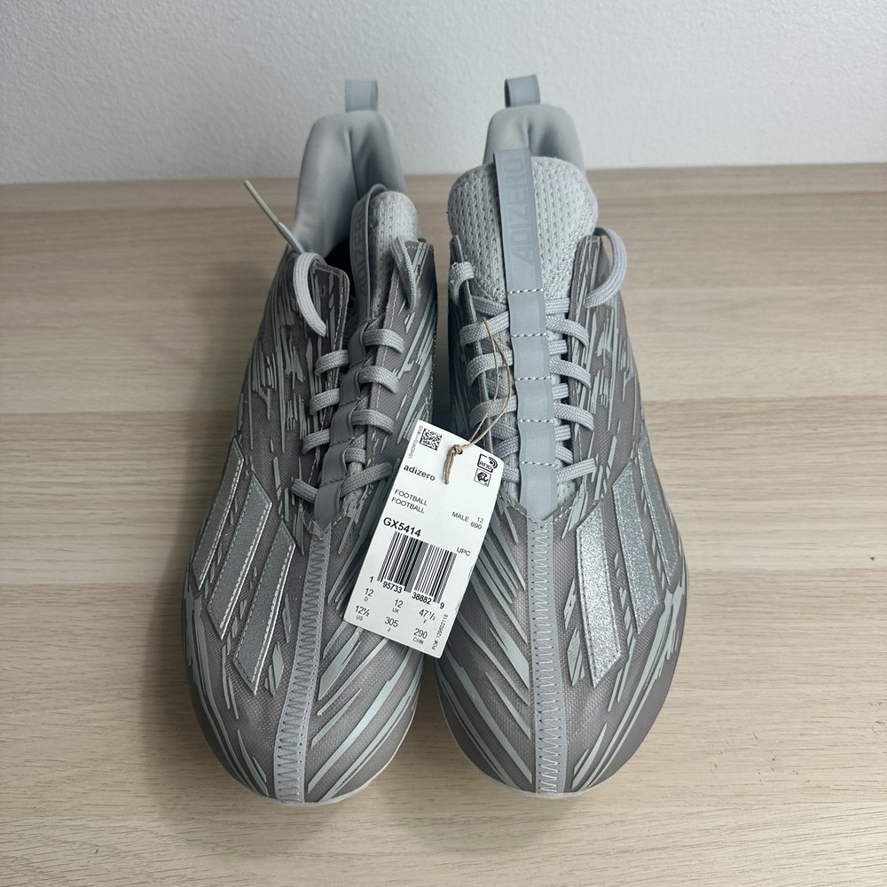 Adidas Adizero Silver Metallic Grey Mens Football Cleats GX5414 Size 12.5 - Picture 2 of 6